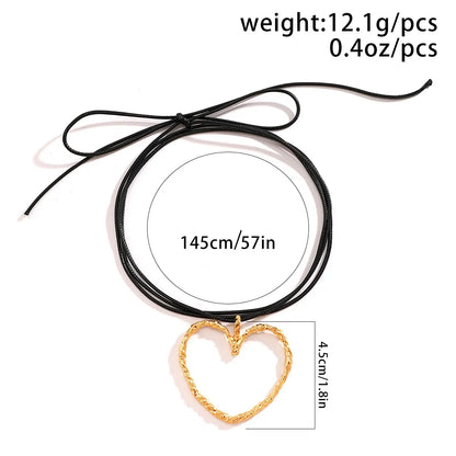 Casual Streetwear Heart Shape Alloy Wax Line Women'S Pendant Necklace