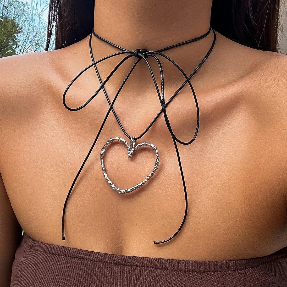 Casual Streetwear Heart Shape Alloy Wax Line Women'S Pendant Necklace