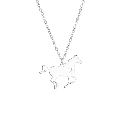 Casual Streetwear Horse Titanium Steel Metal Pendant Necklace