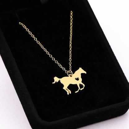 Casual Streetwear Horse Titanium Steel Metal Pendant Necklace