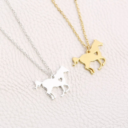 Casual Streetwear Horse Titanium Steel Metal Pendant Necklace