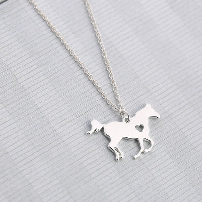 Casual Streetwear Horse Titanium Steel Metal Pendant Necklace