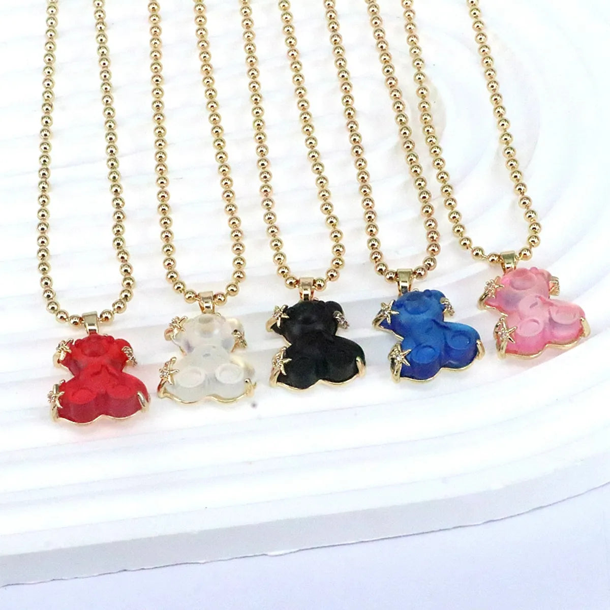 Casual Streetwear Little Bear Copper Gold Plated Pendant Necklace In Bulk