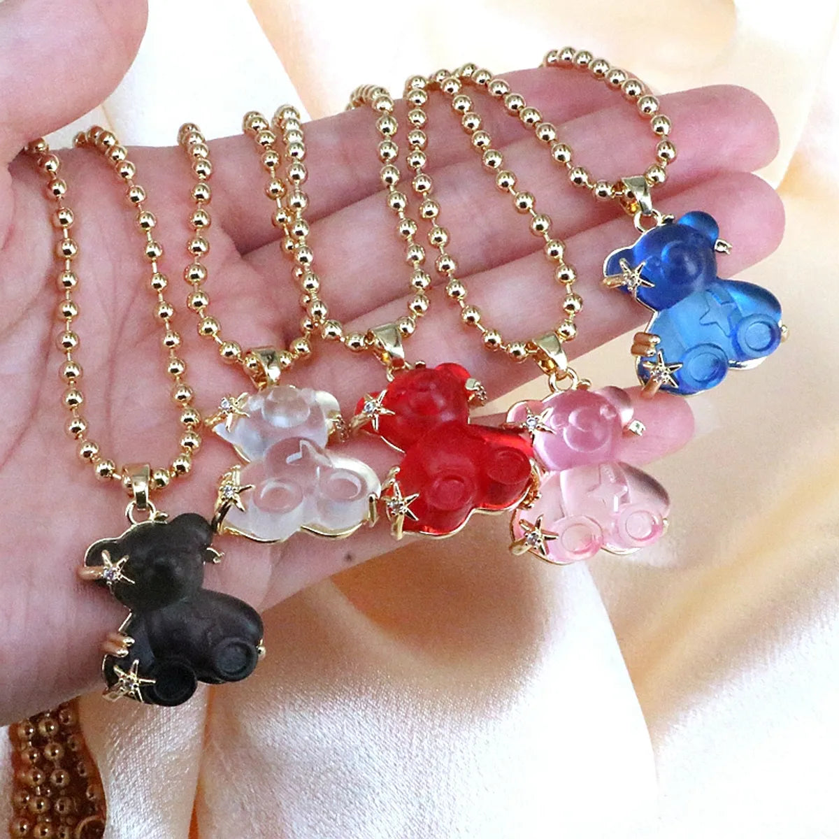 Casual Streetwear Little Bear Copper Gold Plated Pendant Necklace In Bulk