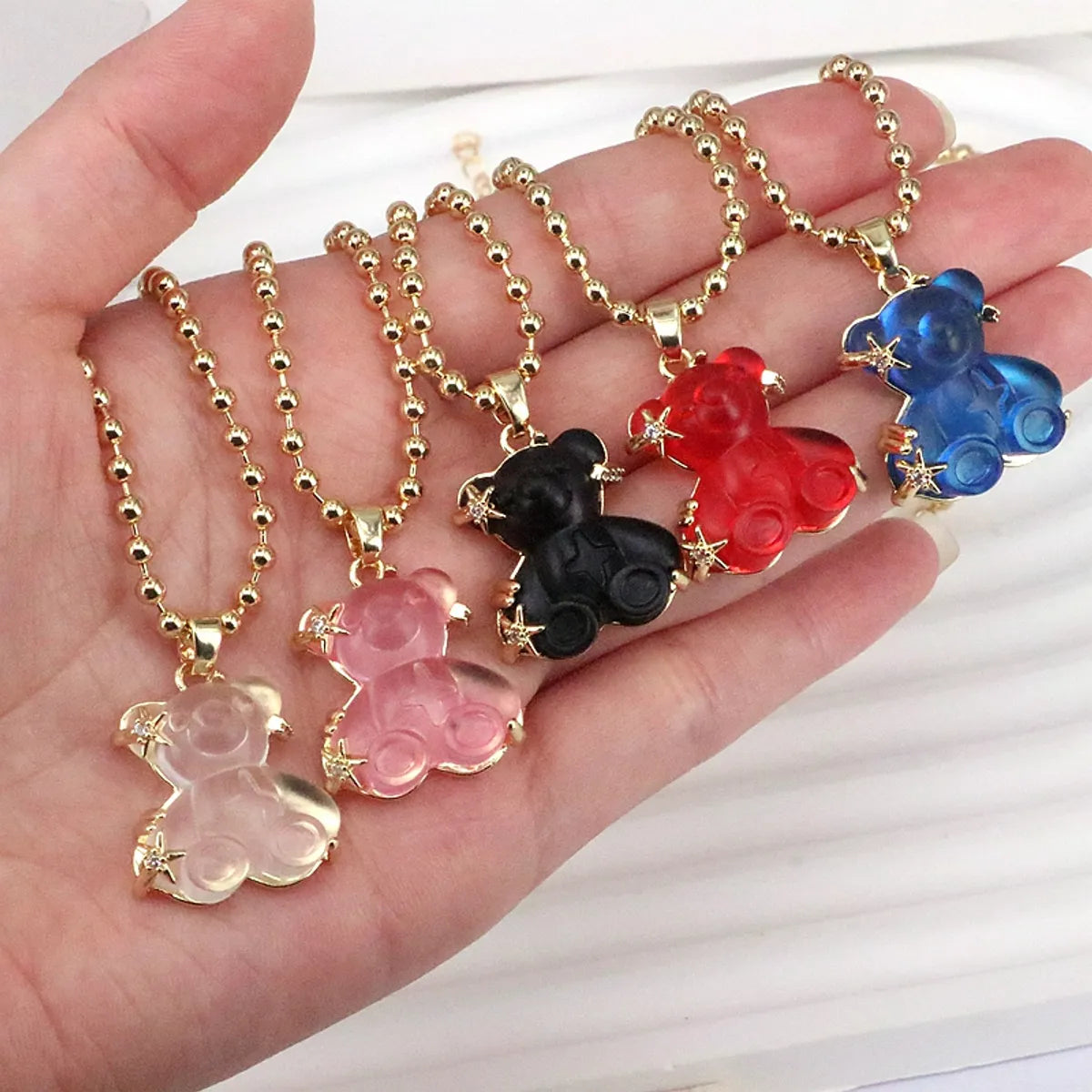 Casual Streetwear Little Bear Copper Gold Plated Pendant Necklace In Bulk