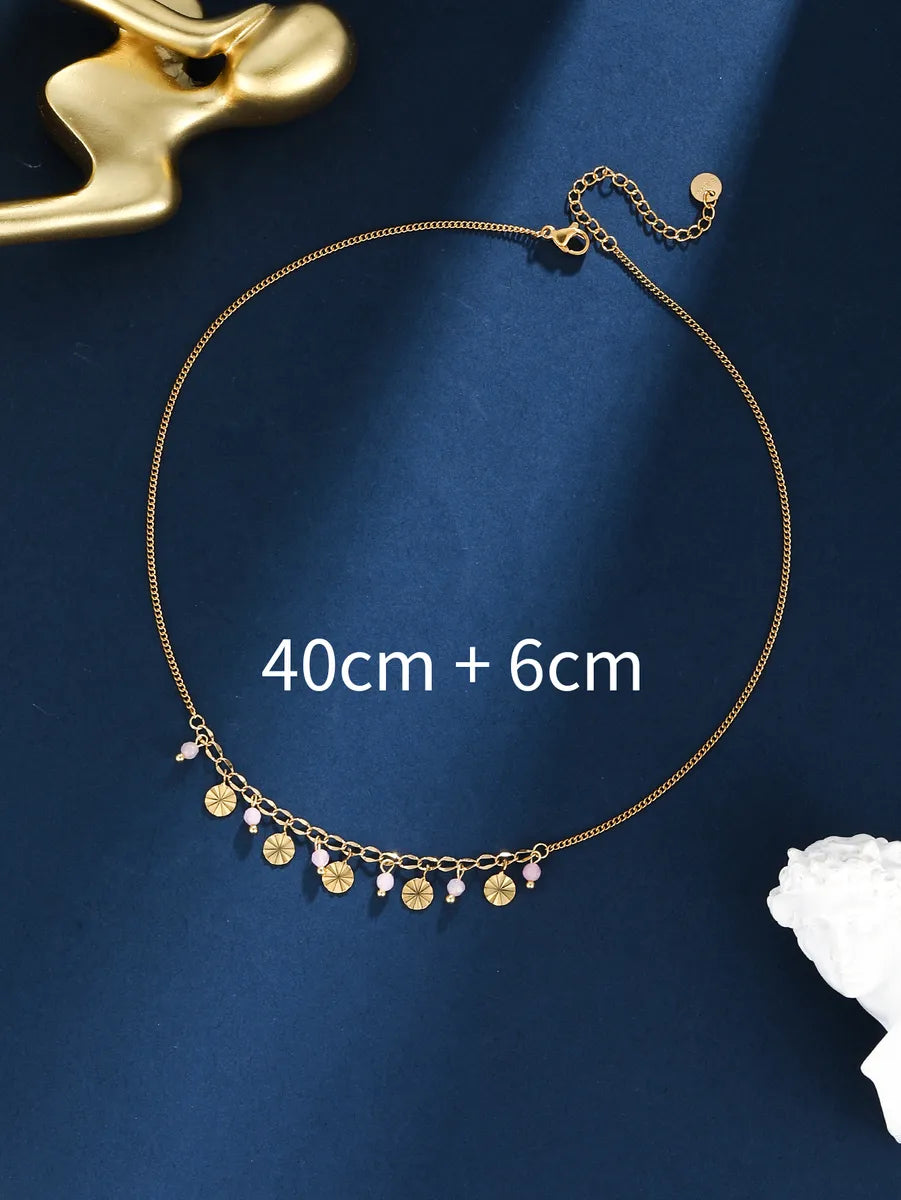 Casual Streetwear Solid Color Stainless Steel Plating 18k Gold Plated Pendant Necklace