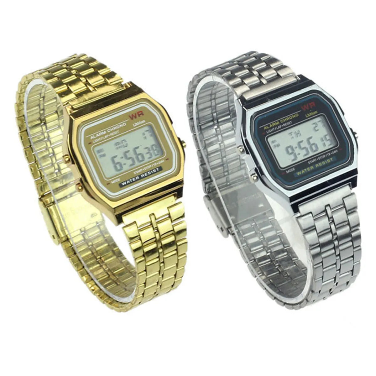 Casual Streetwear Square Double Side Snaps Electronic Women'S Watches