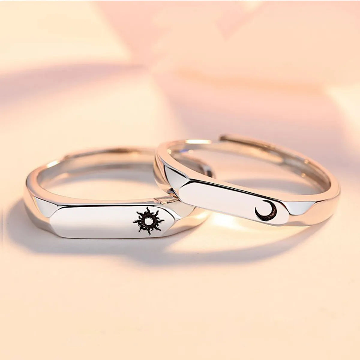 Casual Streetwear Sun Moon Alloy Copper Couple Open Rings