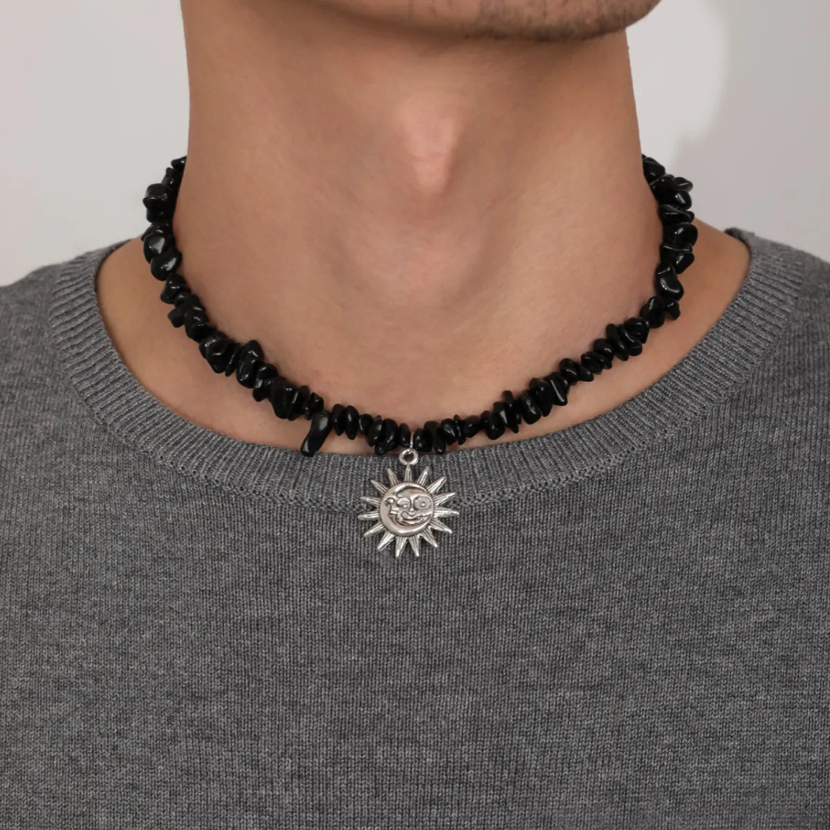 Casual Sun Alloy Gravel Plating Men's Pendant Necklace