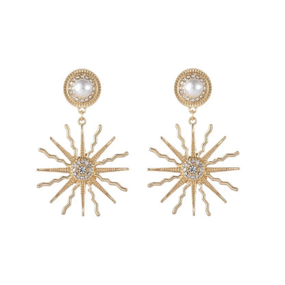 Casual Sun Alloy Plating Inlay Rhinestones Pearl Women's Drop Earrings