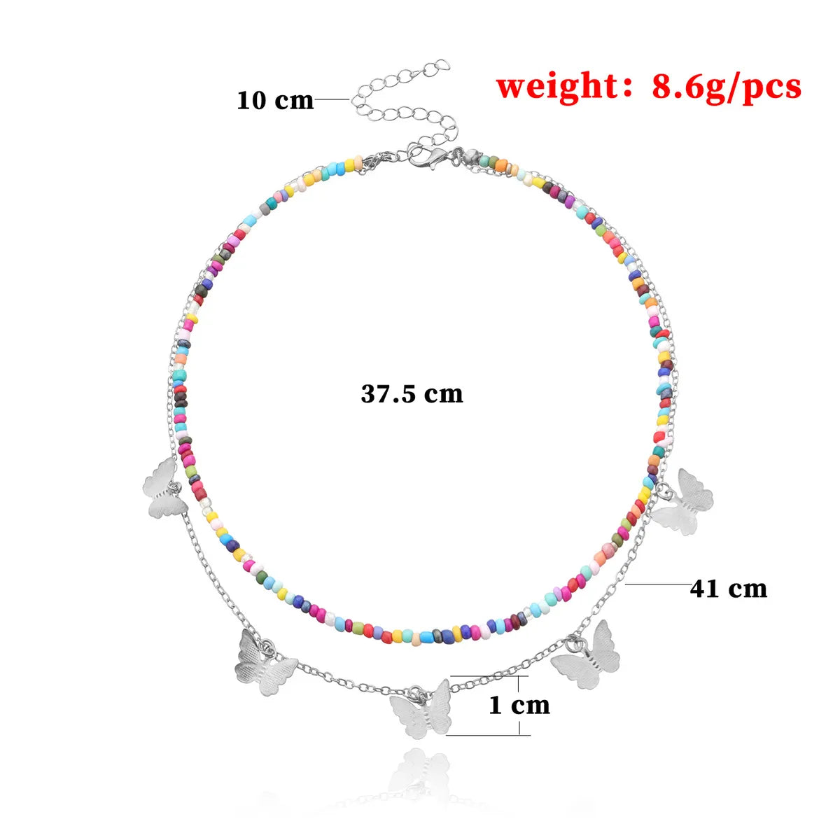 Casual Sweet Butterfly Alloy Seed Bead Beaded Plating Chain Women's Necklace