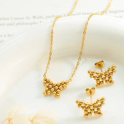 Wholesale Jewelry Casual Sweet Butterfly 304 Stainless Steel 18K Gold Plated Plating Earrings Necklace