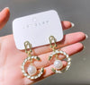 1 Pair Casual Sweet Circle Flower Bow Knot Tassel Plating Inlay Alloy Rhinestones Pearl Earrings