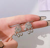 1 Pair Casual Sweet Circle Flower Bow Knot Tassel Plating Inlay Alloy Rhinestones Pearl Earrings