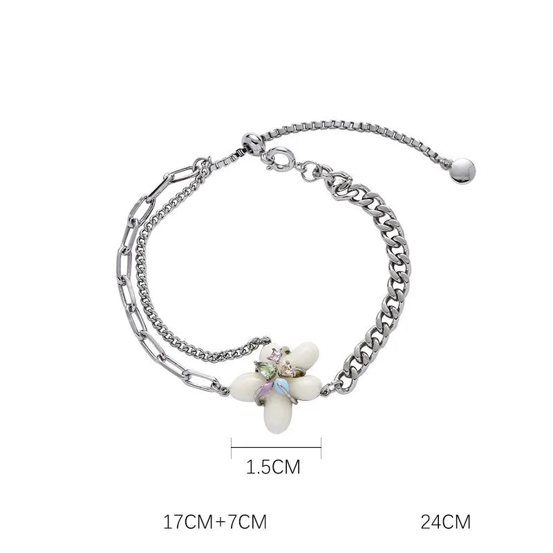 Casual Sweet Flower Alloy Resin Plating Women'S Bracelets Earrings Necklace