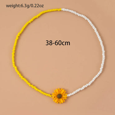 Casual Sweet Flower Glass Seed Bead Zinc Alloy Wholesale Necklace