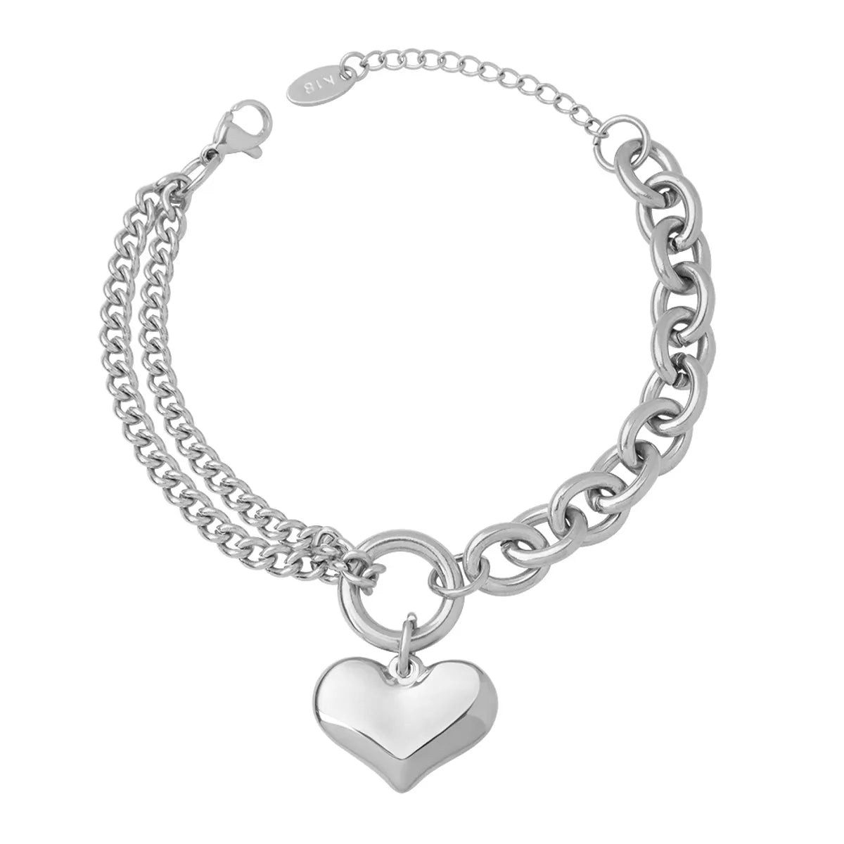 Casual Sweet Heart Shape Titanium Steel Plating 18k Gold Plated Bracelets