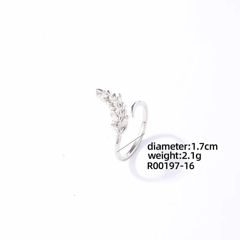 Copper Rhodium Plated Casual Sweet Plating Inlay Irregular Flower Snake Zircon Open Rings