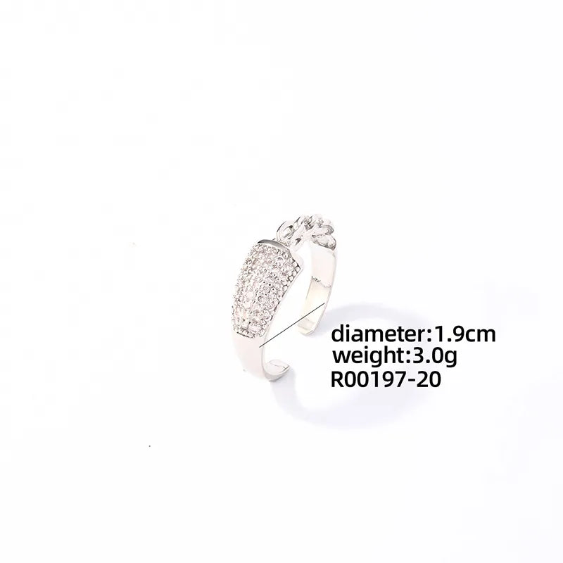 Copper Rhodium Plated Casual Sweet Plating Inlay Irregular Flower Snake Zircon Open Rings