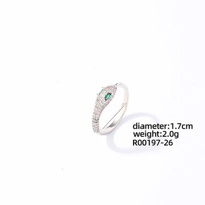 Copper Rhodium Plated Casual Sweet Plating Inlay Irregular Flower Snake Zircon Open Rings