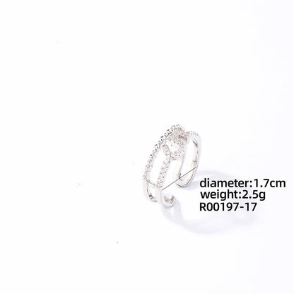 Copper Rhodium Plated Casual Sweet Plating Inlay Irregular Flower Snake Zircon Open Rings