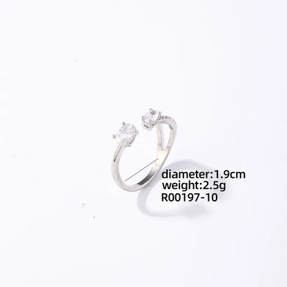 Copper Rhodium Plated Casual Sweet Plating Inlay Irregular Flower Snake Zircon Open Rings