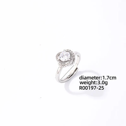 Copper Rhodium Plated Casual Sweet Plating Inlay Irregular Flower Snake Zircon Open Rings