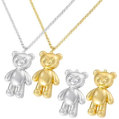 Casual Sweet Little Bear Copper Plating 18k Gold Plated Pendant Necklace