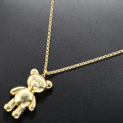 Casual Sweet Little Bear Copper Plating 18k Gold Plated Pendant Necklace