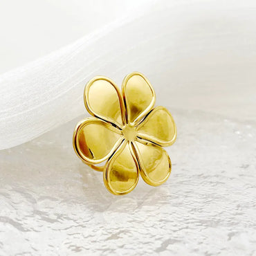 304 Stainless Steel 14K Gold Plated Casual Sweet Pastoral Polishing Plating Flower Open Rings