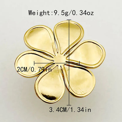 304 Stainless Steel 14K Gold Plated Casual Sweet Pastoral Polishing Plating Flower Open Rings