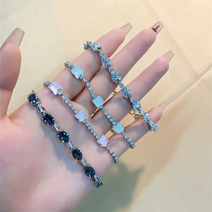 Casual Sweet Round Square Copper Plating Inlay Zircon Gold Plated Bracelets