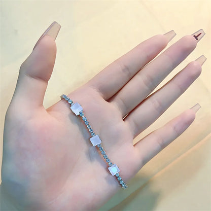 Casual Sweet Round Square Copper Plating Inlay Zircon Gold Plated Bracelets