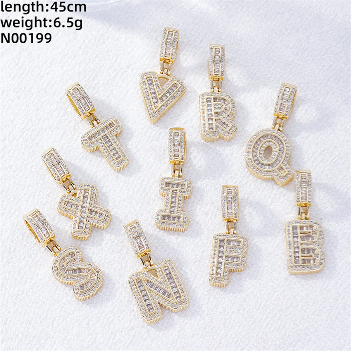 Casual Sweet Shiny Letter Copper Zircon Pendant Necklace In Bulk