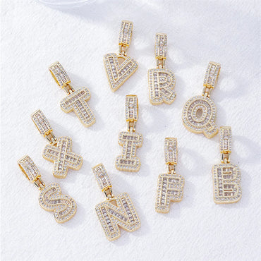 Casual Sweet Shiny Letter Copper Zircon Pendant Necklace In Bulk