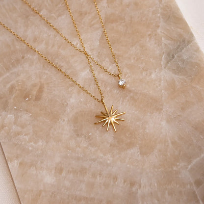 Casual Sweet Shiny Star Stainless Steel Plating Inlay Zircon 18k Gold Plated Layered Necklaces