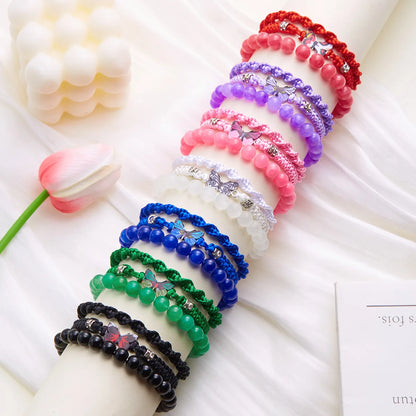 Casual Sweet Simple Style Butterfly Alloy Polyester Stone Wholesale Bracelets Drawstring Bracelets