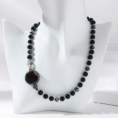 Casual Sweet Simple Style Color Block Alloy Glass Beaded Women'S Necklace