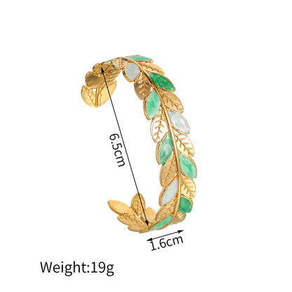 Casual Sweet Simple Style Leaves 304 Stainless Steel 18K Gold Plated Bangle In Bulk