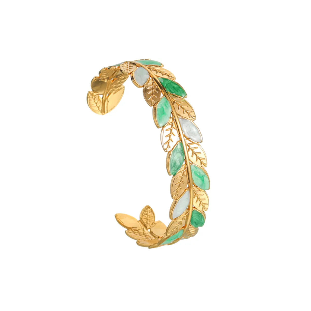 Casual Sweet Simple Style Leaves 304 Stainless Steel 18K Gold Plated Bangle In Bulk