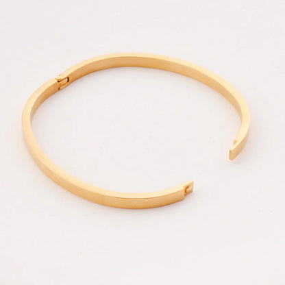 Casual Sweet Simple Style Round Stainless Steel Titanium Steel Plating Metal Button Rose Gold Plated Gold Plated Silver Plated Bangle