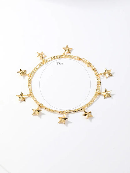 Casual Tortoise Star Dolphin 18k Gold Plated Copper Wholesale Anklet