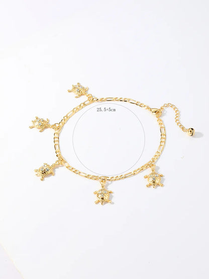 Casual Tortoise Star Dolphin 18k Gold Plated Copper Wholesale Anklet