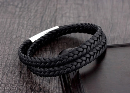 Casual Twist Stainless Steel Pu Leather Braid None Unisex Wristband