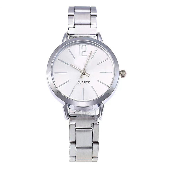 Casual Universal Quartz Watch With Plastic Case Iron Belt And Stainless Steel Buckle Round Dial