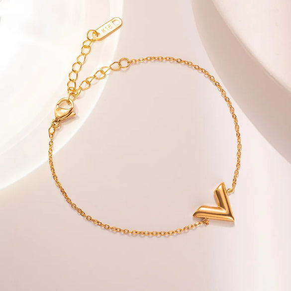 Casual V Shape Titanium Steel Plating Gold Plated Bracelets