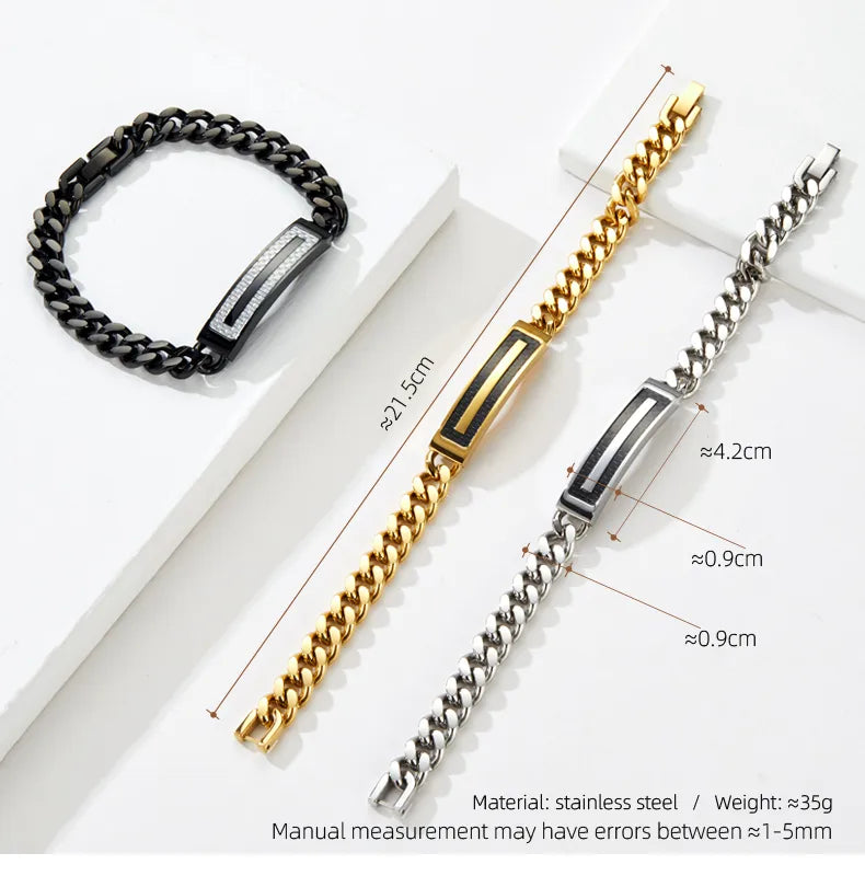 Casual Vacation Classic Style Color Block 304 Stainless Steel Plating 18K Gold Plated Men'S Bracelets