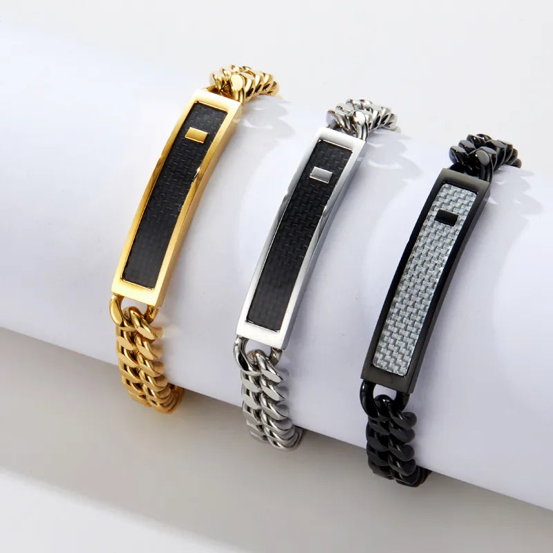 Casual Vacation Classic Style Color Block 304 Stainless Steel Plating 18K Gold Plated Men'S Bracelets