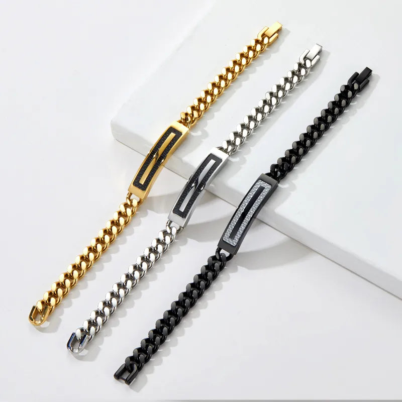 Casual Vacation Classic Style Color Block 304 Stainless Steel Plating 18K Gold Plated Men'S Bracelets