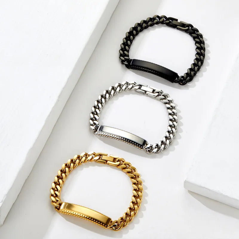 Casual Vacation Classic Style Color Block 304 Stainless Steel Plating 18K Gold Plated Men'S Bracelets